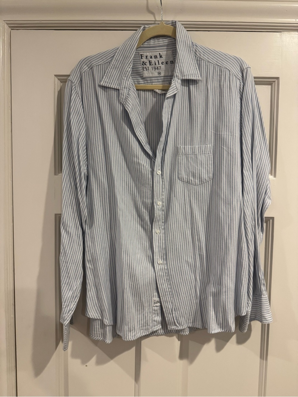 Frank & Eileen Light Blue and White Striped Button-Down Shirt